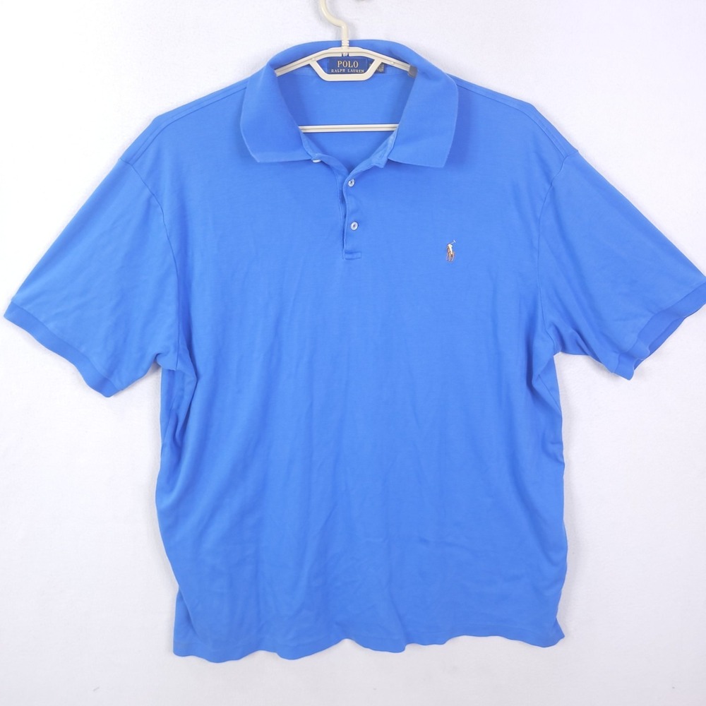 Polo Ralph Lauren Mens Shirt 3XLT Tall Blue Polo Flesh Pony Short Sleeve